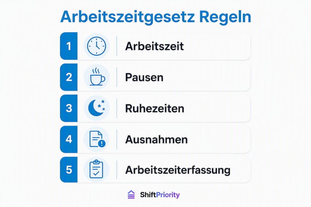 Die Infografik verschafft einen verständlichen Überblick über die wichtigsten Regelungen des Arbeitszeitgesetzes in der Gastronomie.