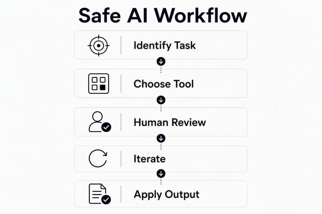 Infographic showing safe AI workflow steps