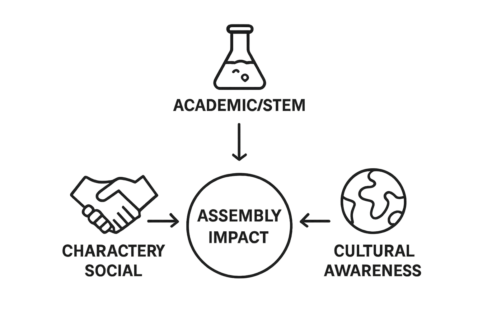 Infographic comparing three core educational assembly types