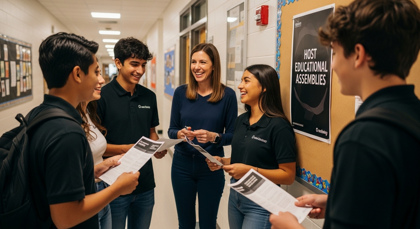 students discussing assembly