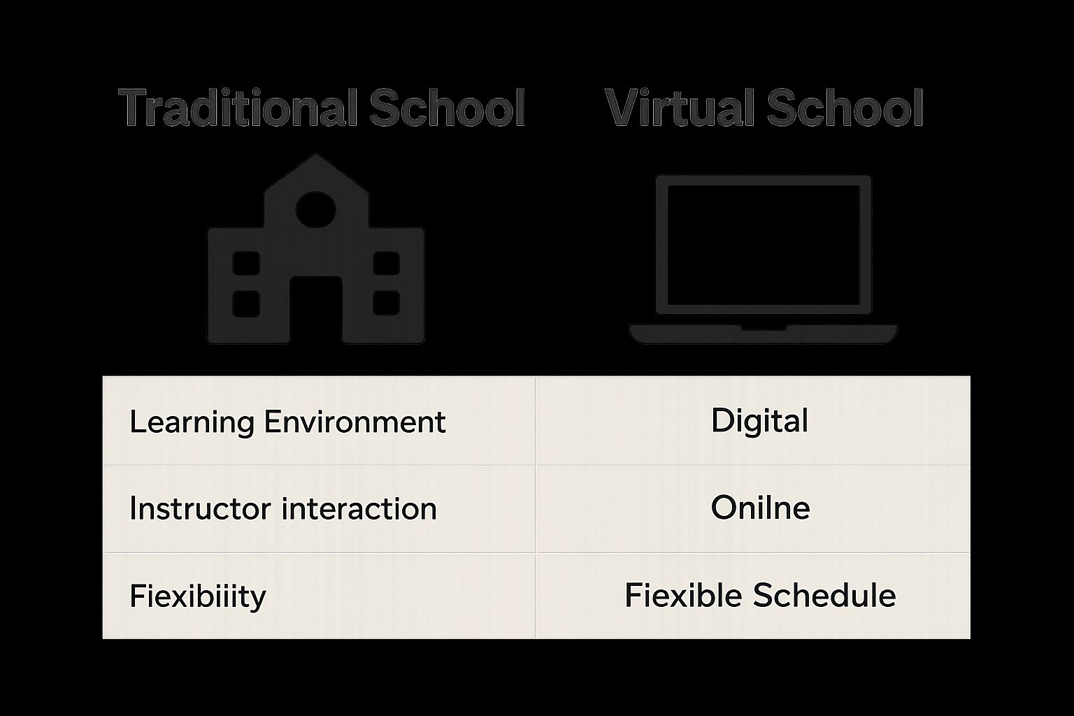 Infographic comparing traditional versus virtual school program features