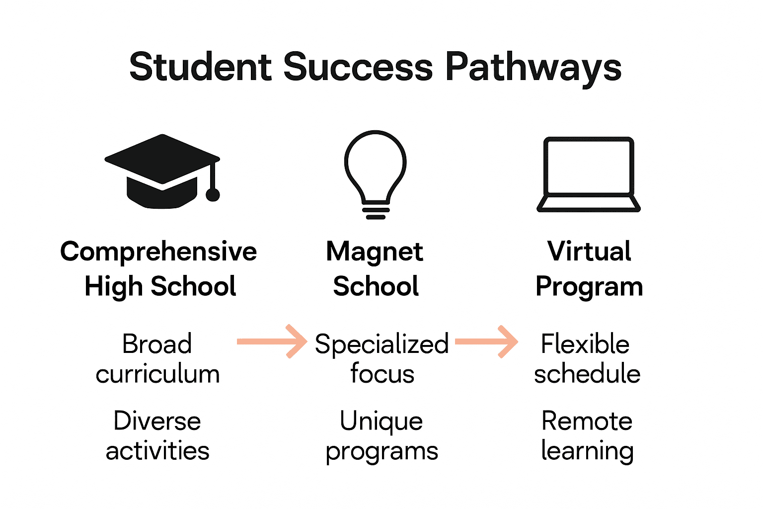 Infographic comparing school program types for educational variety.