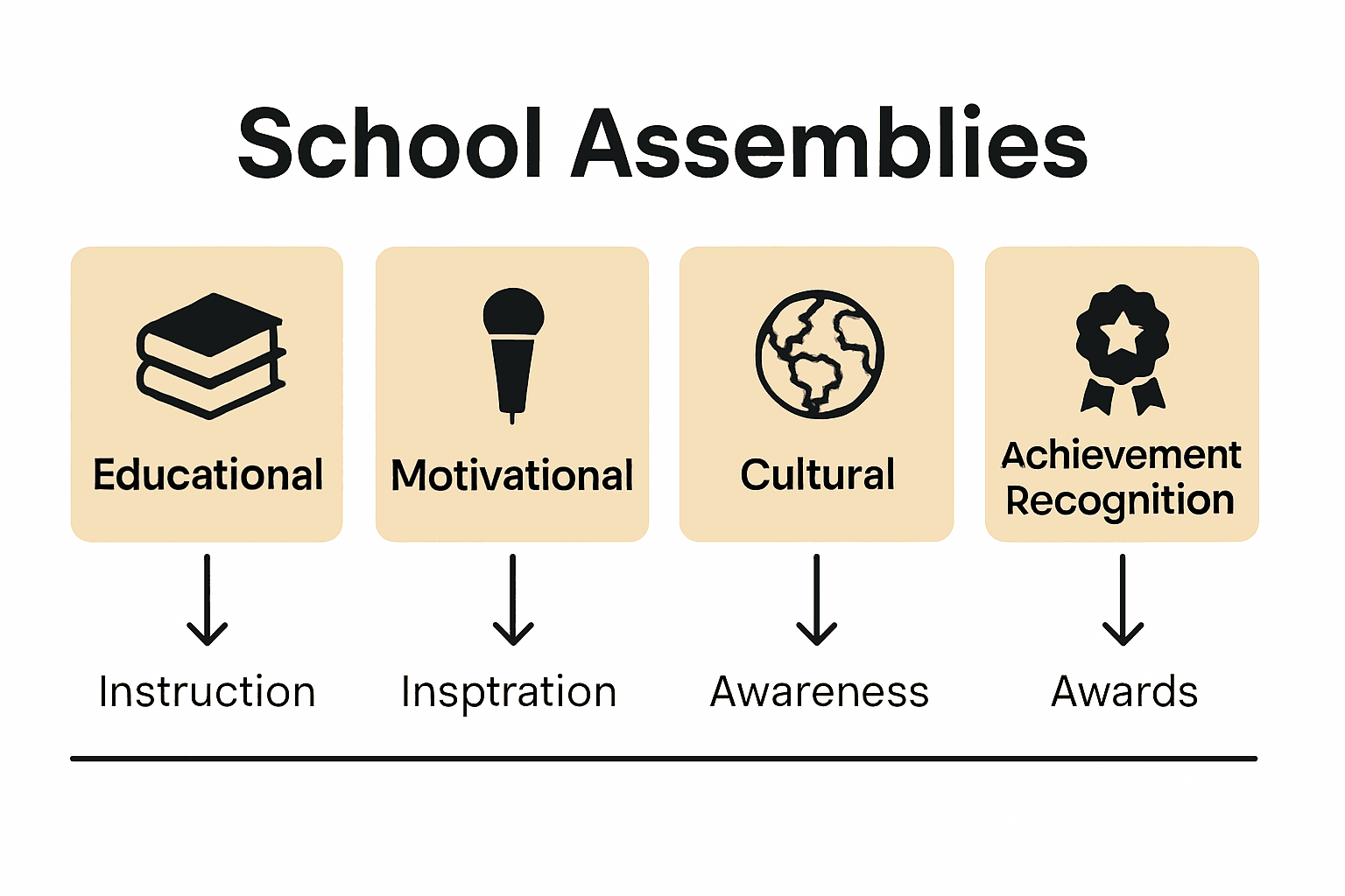 Infographic comparing types and purposes of school assemblies