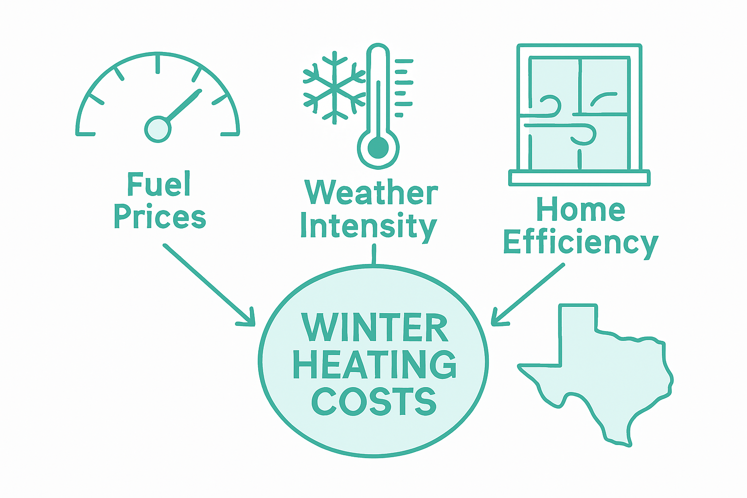 Infographic showing three main heating cost drivers