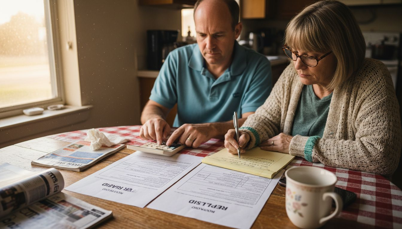 Homeowners comparing furnace repair and replacement costs