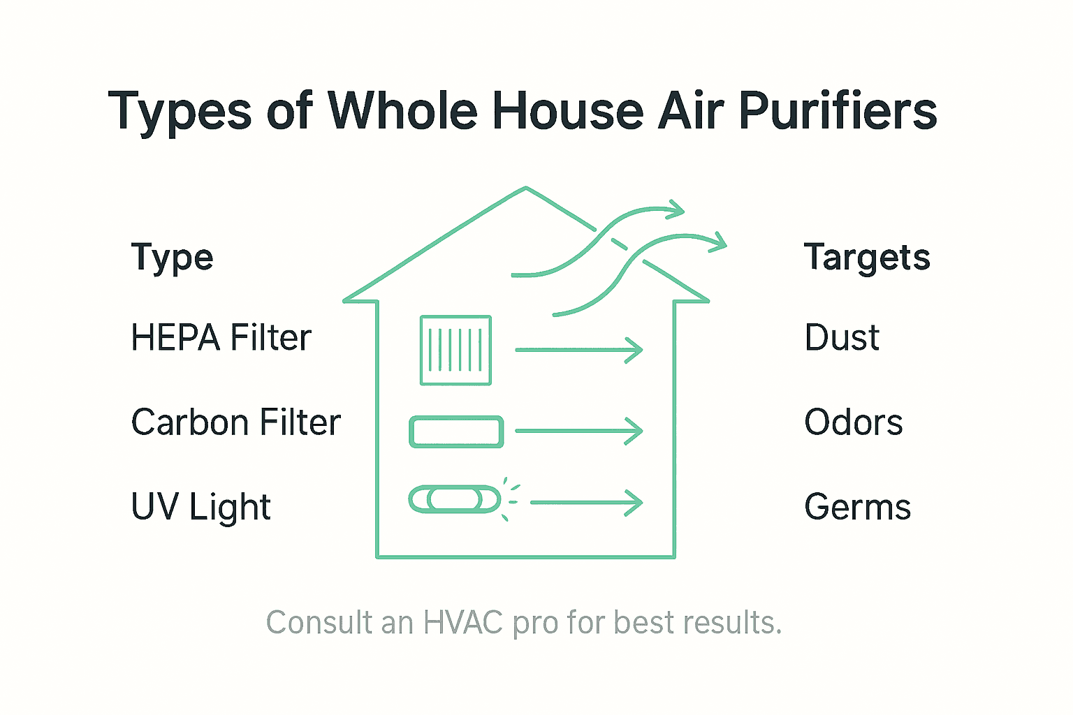 Infographic on air purifier types and targets