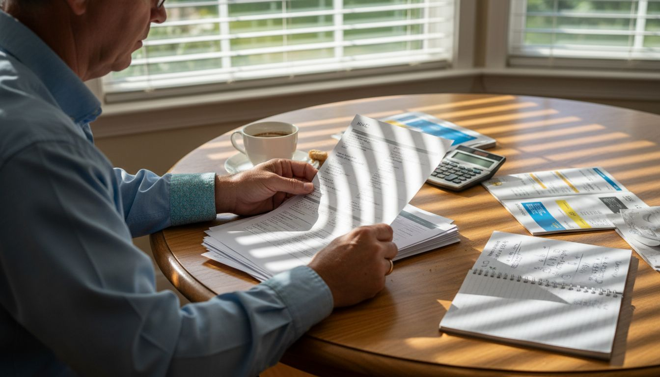 Homeowner reviewing complex HVAC quote paperwork