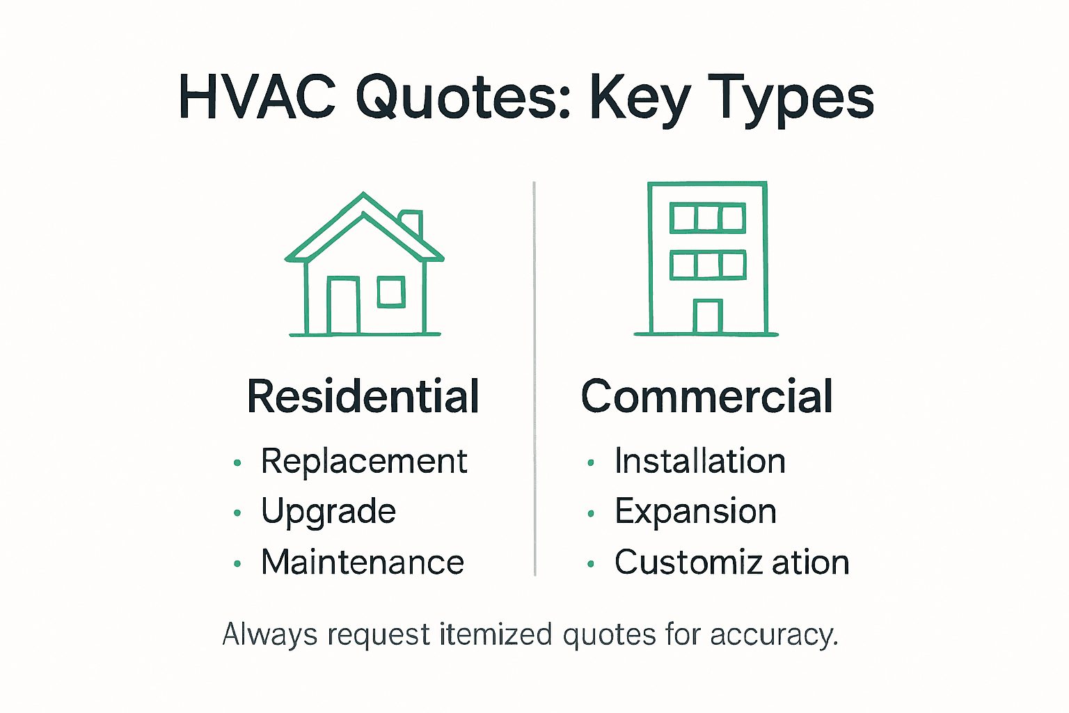 Infographic showing HVAC quote types overview