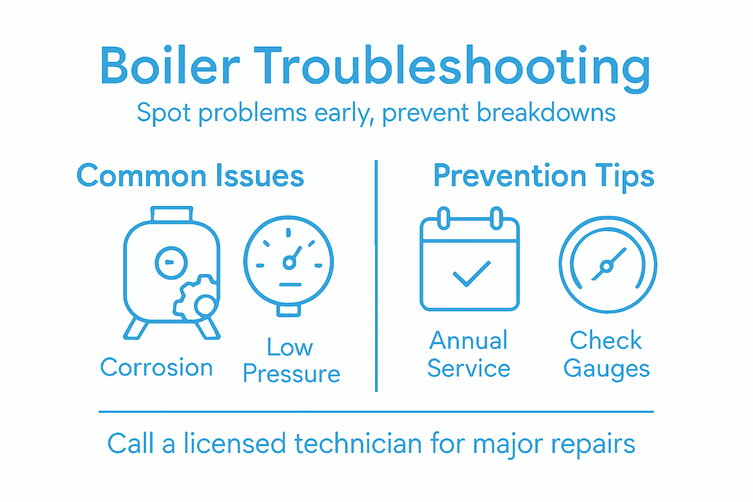 Infographic about common boiler problems and solutions