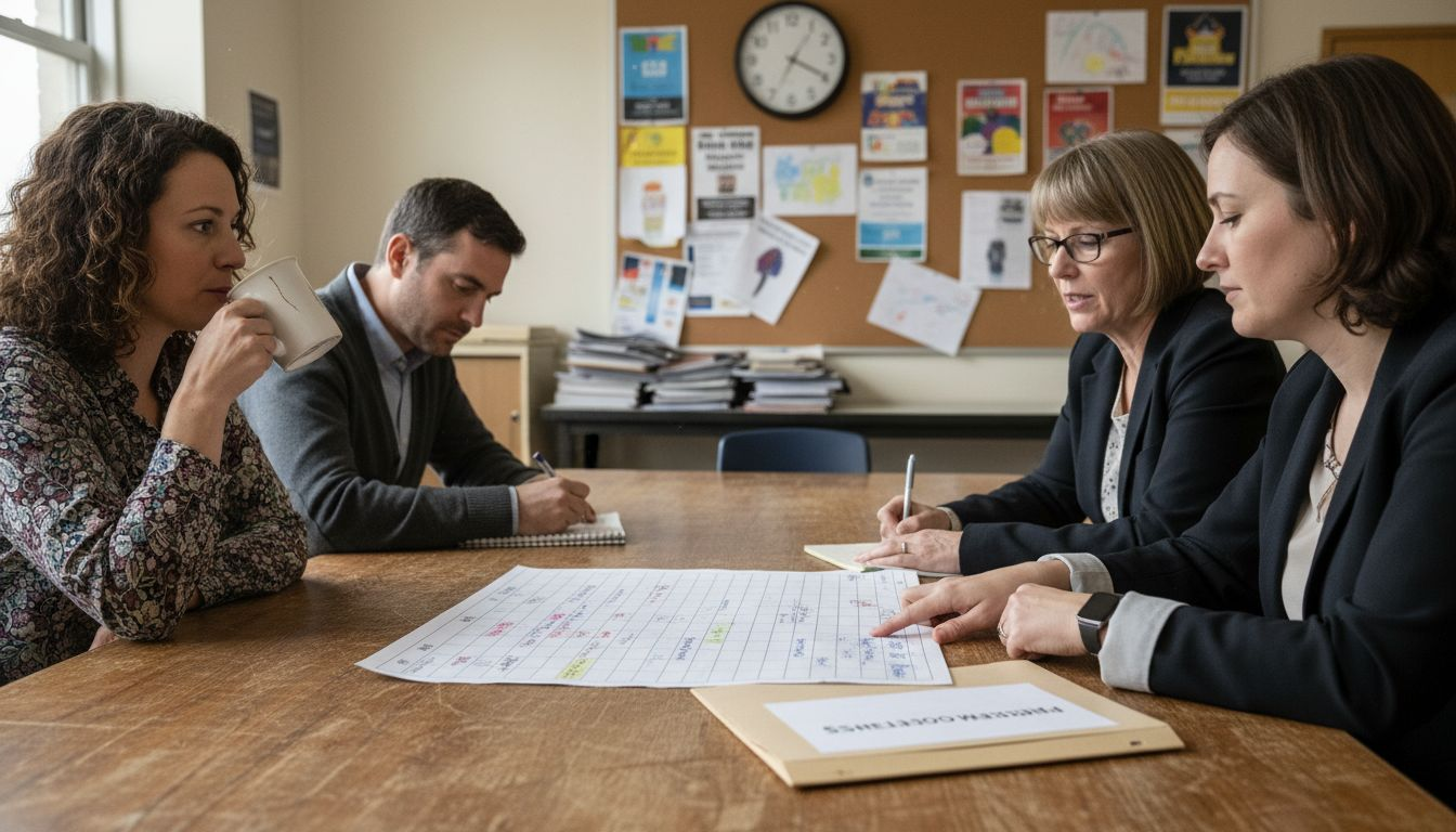Teachers reviewing calendar and program objectives