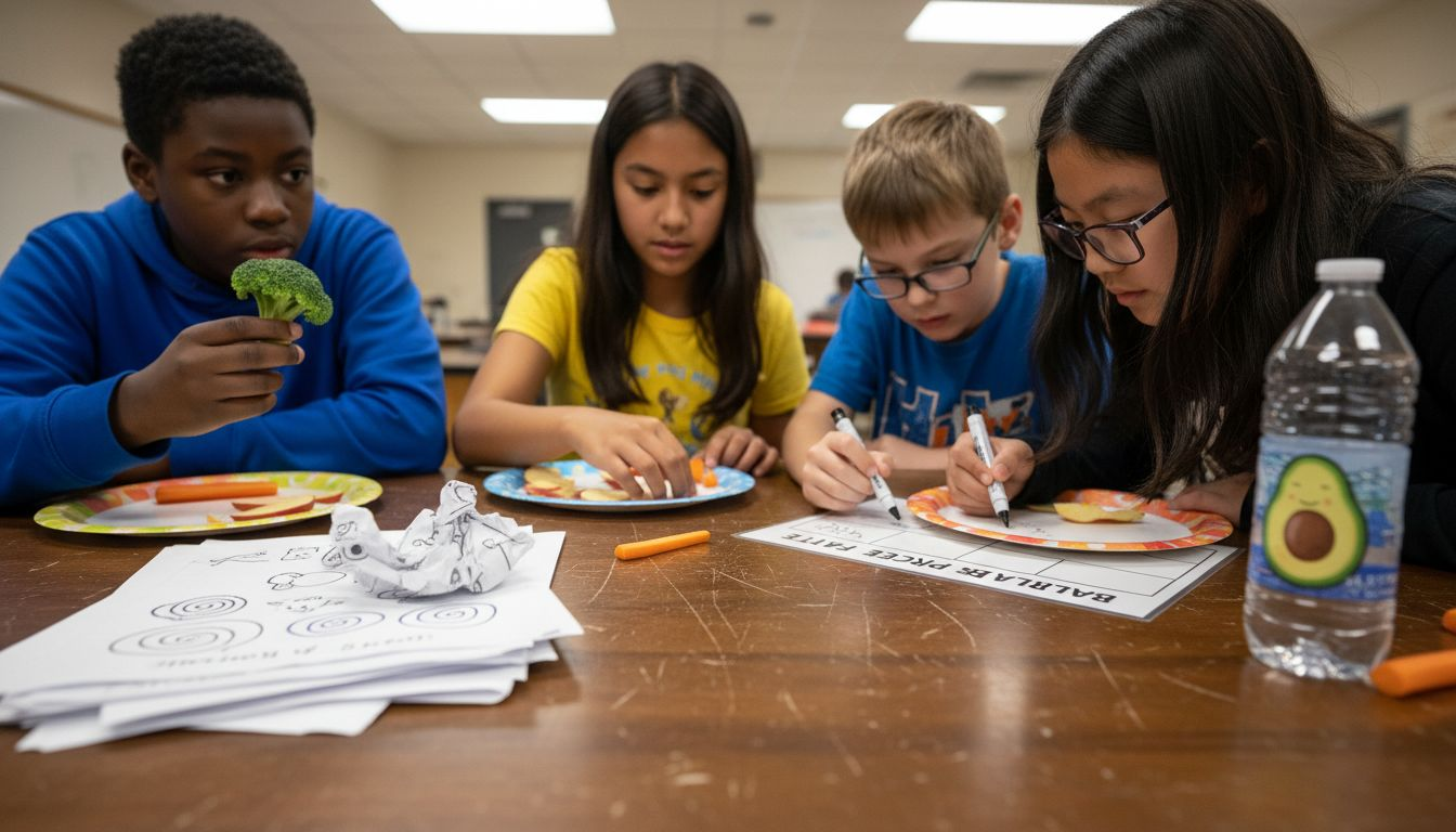 Students creating balanced plate activity together