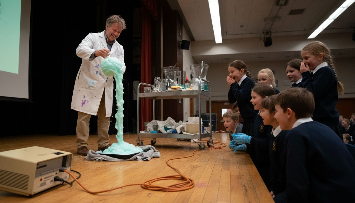 Interactive school assembly live science demonstration
