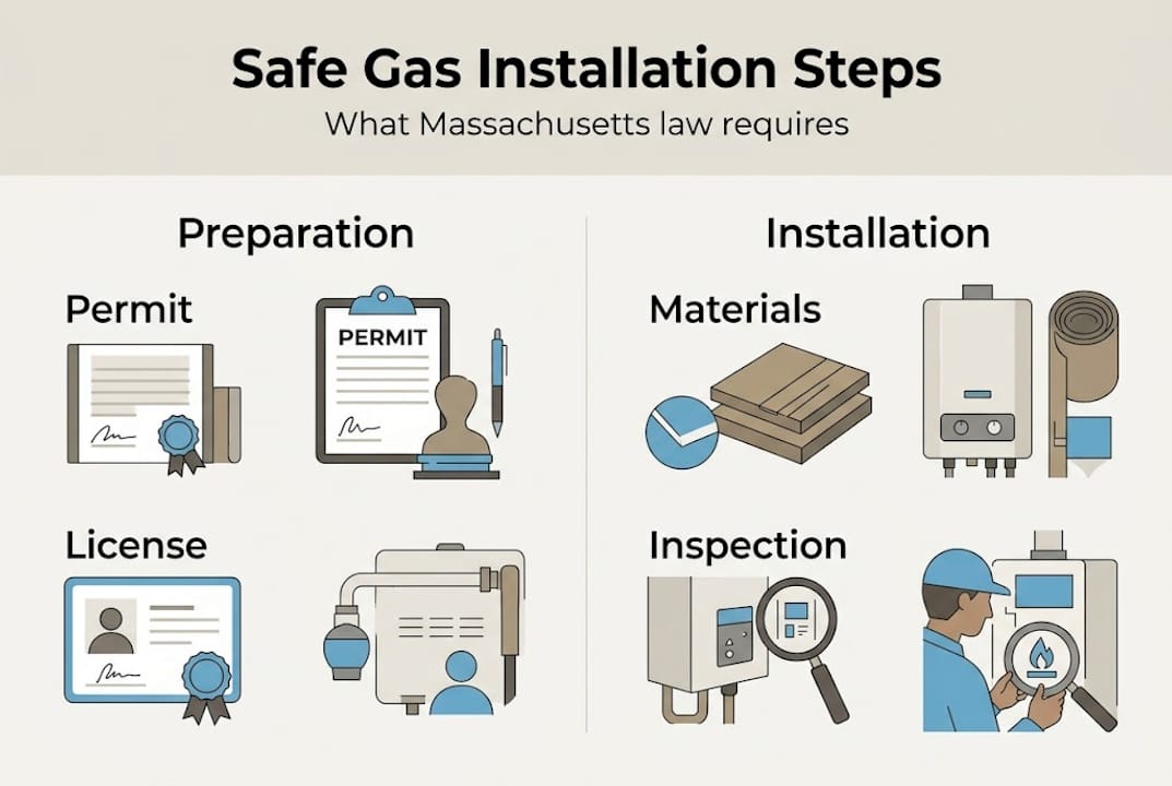 Infographic shows steps for safe gas installation