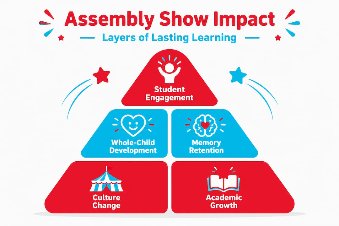 Pyramid infographic showing lasting impact of assembly shows