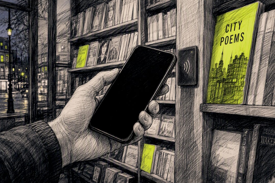 Hand ready to tap smartphone for App Clip