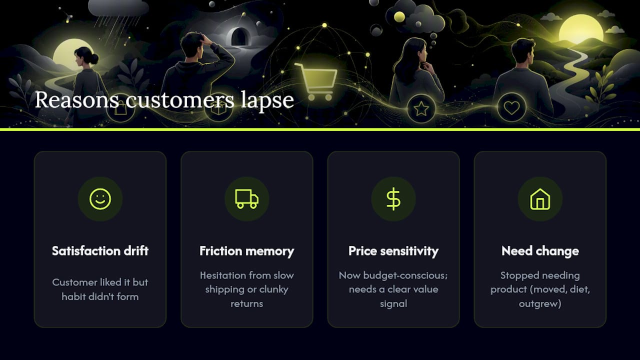 Four customer lapse patterns requiring different messages