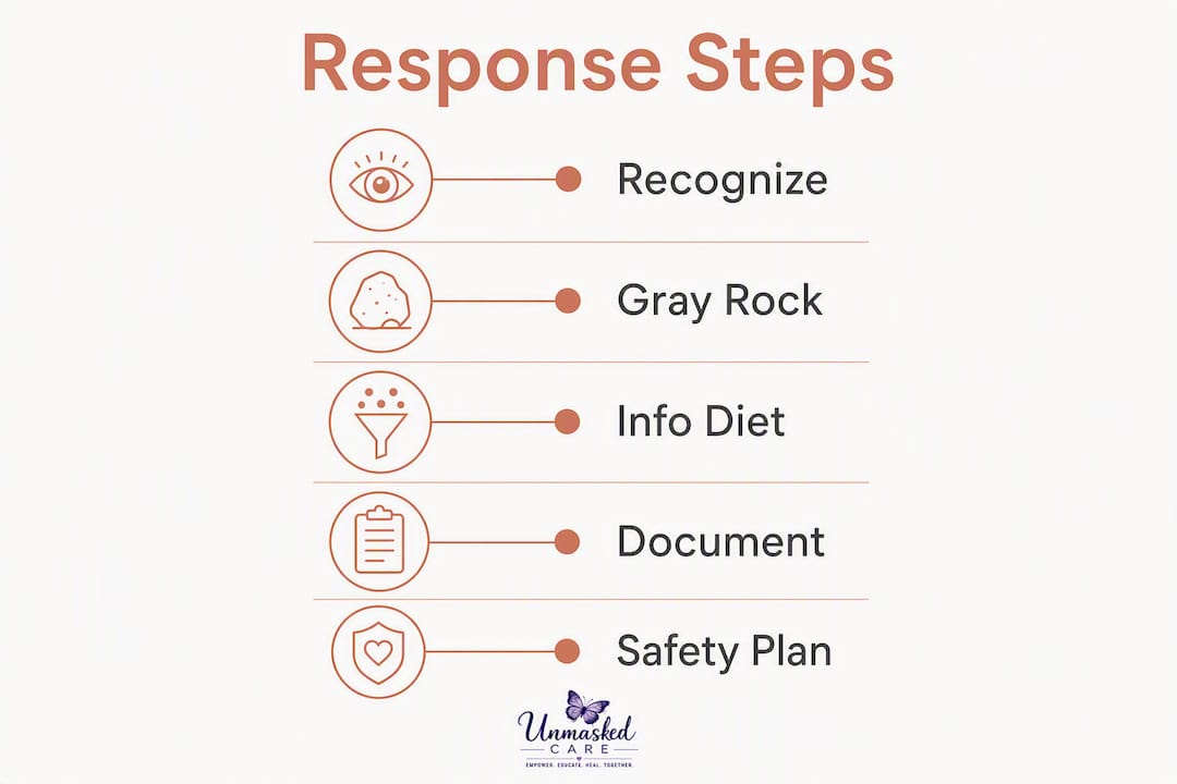 Infographic showing steps to respond to flying monkeys