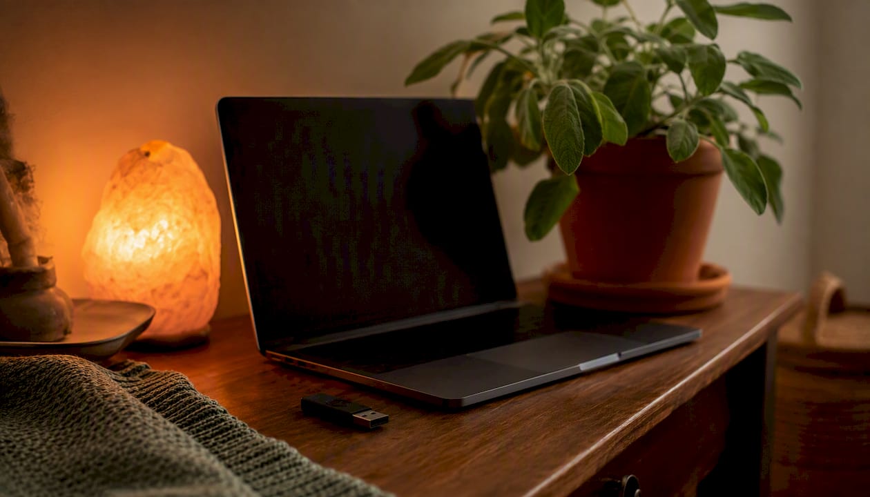 Secure desk setup for private journaling