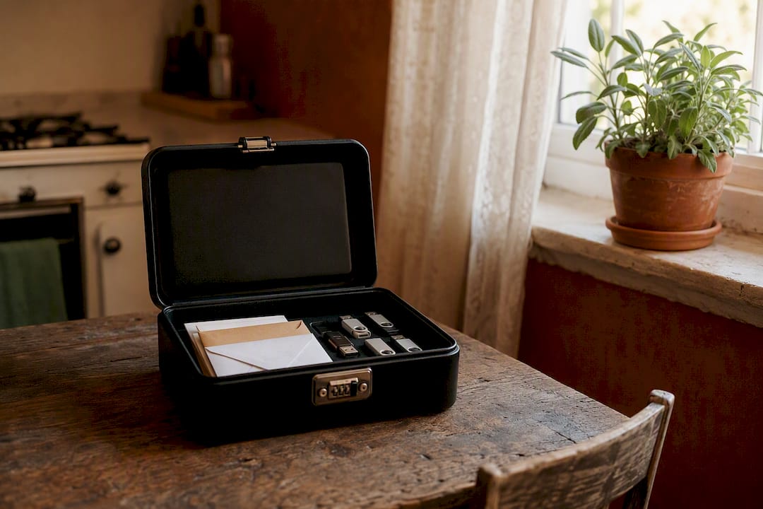Open lockbox with stored evidence envelopes