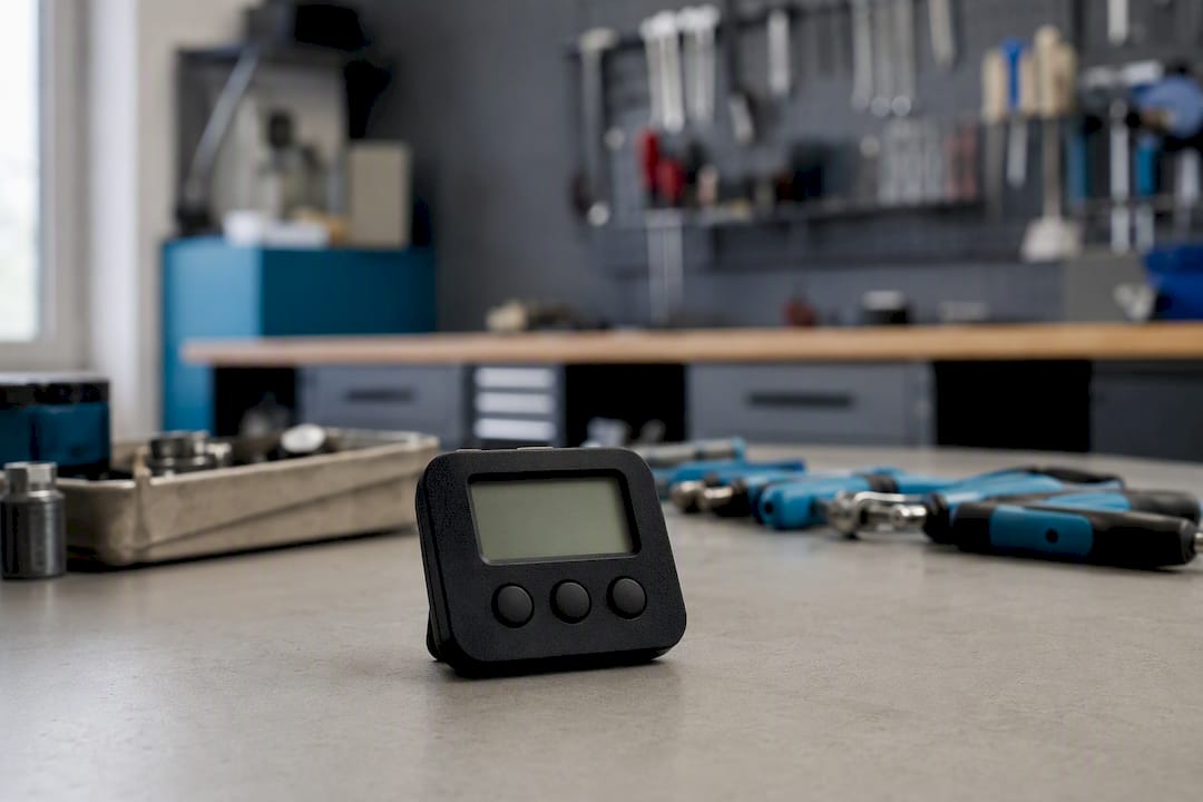 Digitaler Timer auf der Werkbank