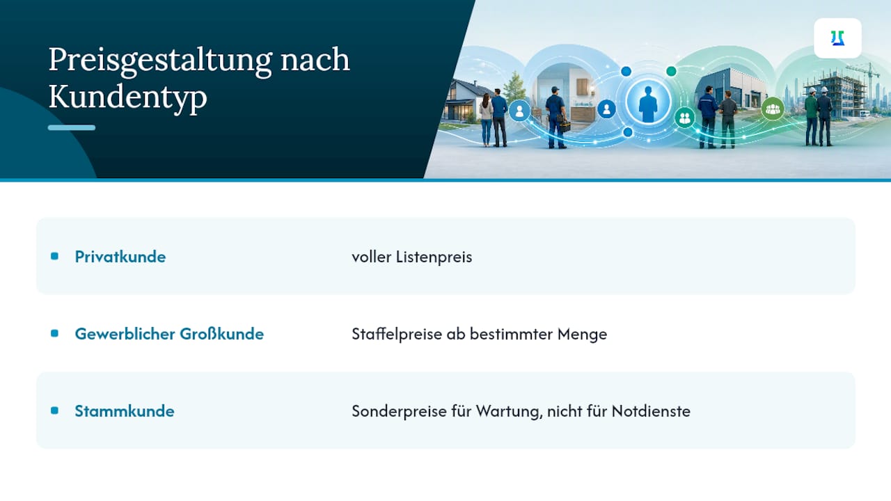 Preisgestaltung für unterschiedliche Handwerkskunden