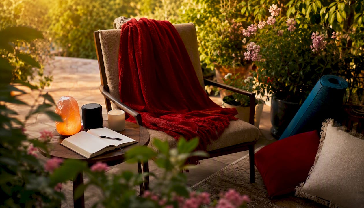 Home meditation corner for self-guided session