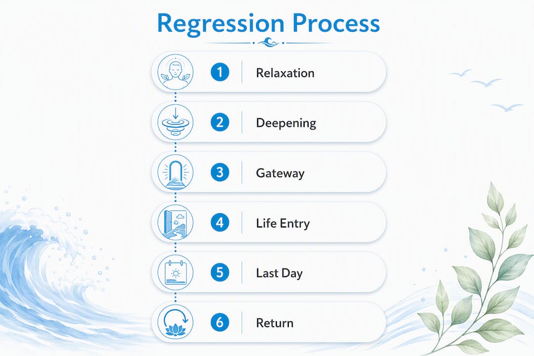 Infographic showing past life regression steps