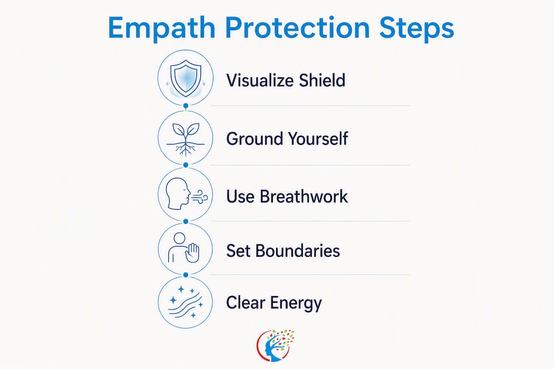 Infographic showing empath protection daily steps