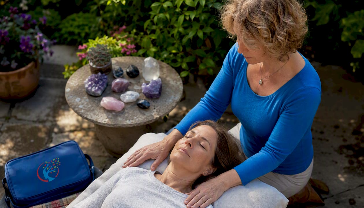 Healing session in calming therapy room