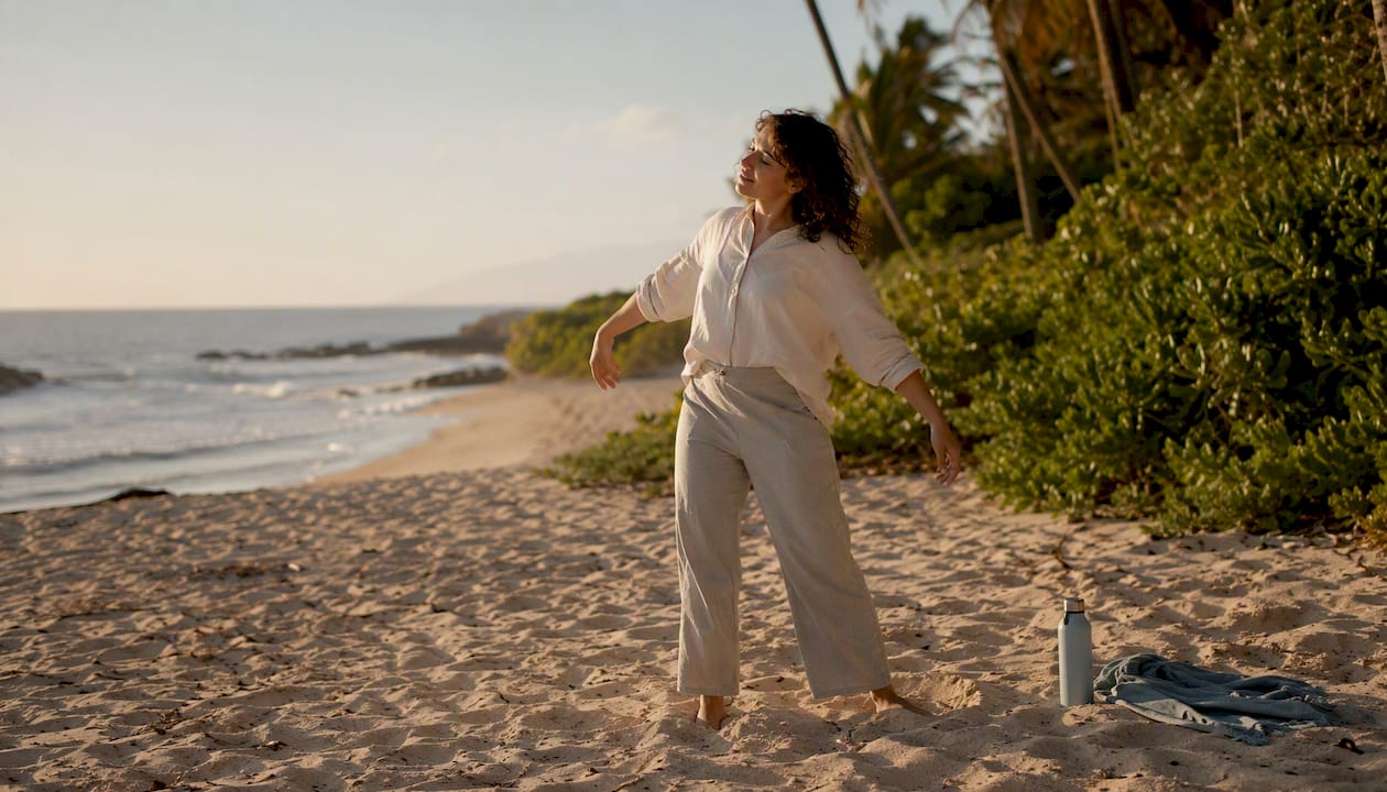 Hands and arms shaking outdoors for stress release