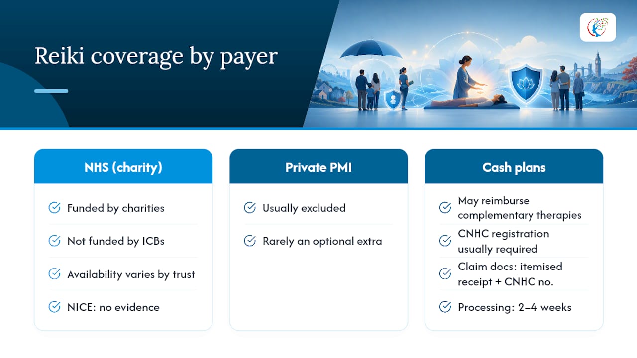 Diagram comparing Reiki insurance coverage types