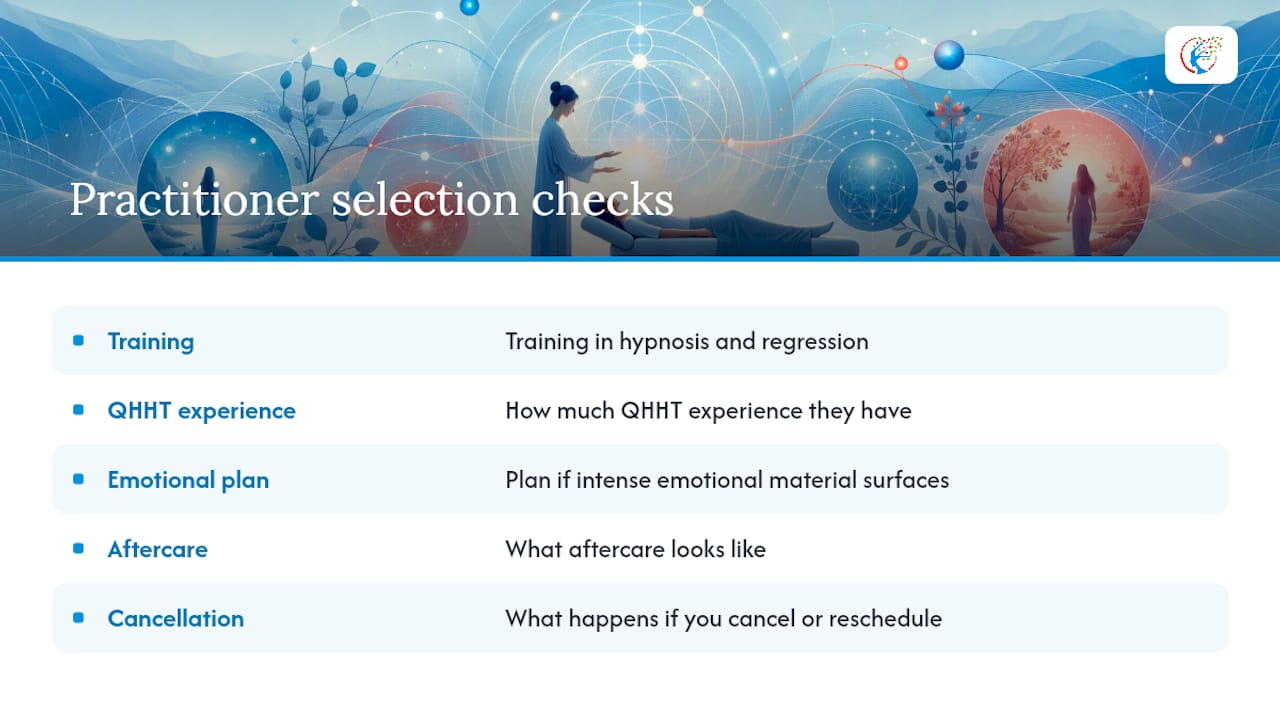 Selection criteria for choosing a therapy practitioner