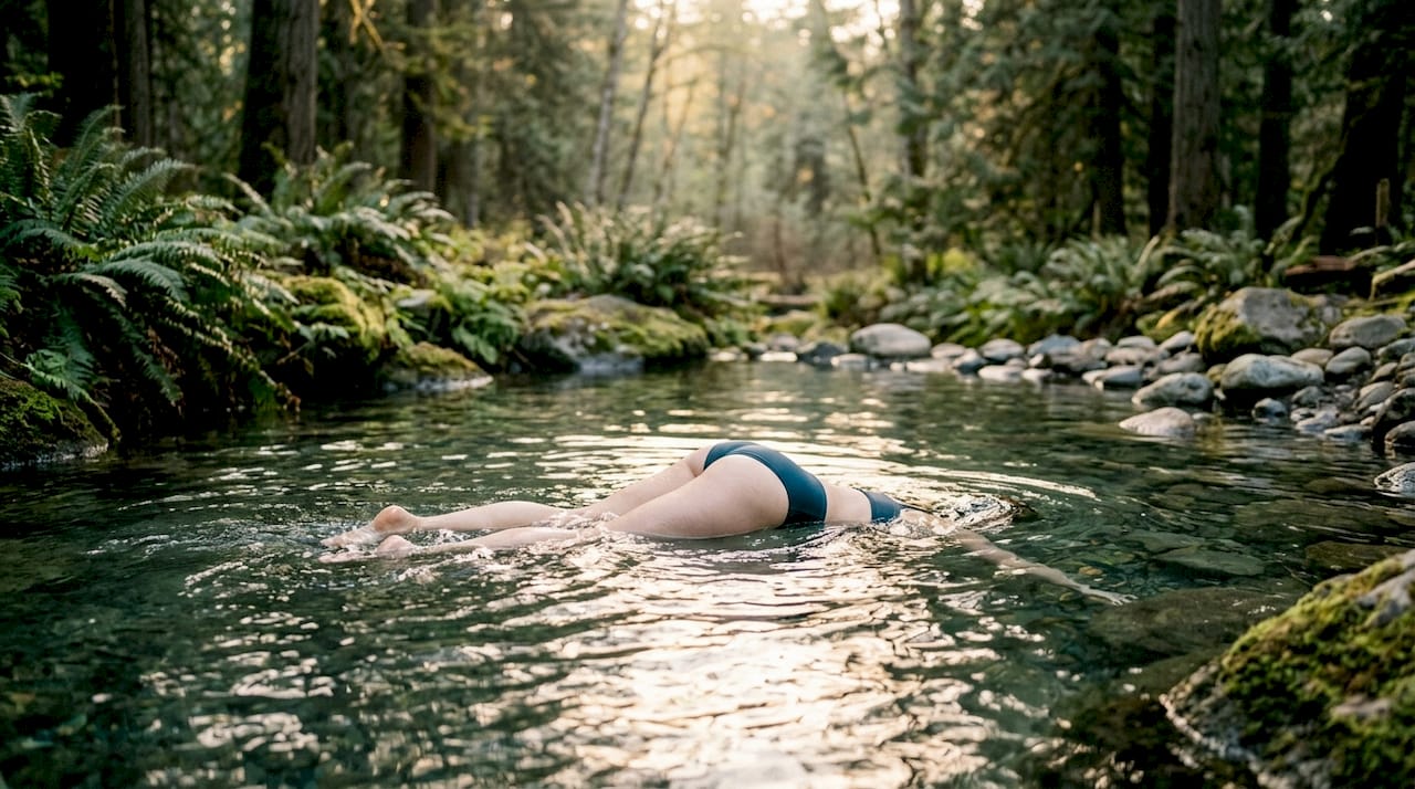 Lower body swimming in lake water