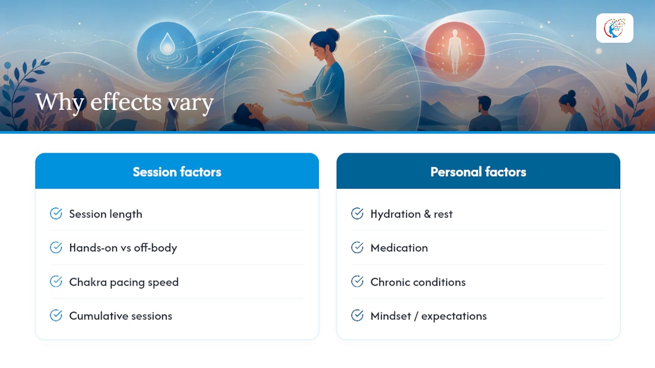 Diagram illustrating factors affecting Reiki session outcomes