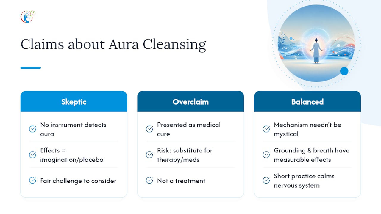 Is aura cleansing just placebo, and does it actually work? — overview diagram