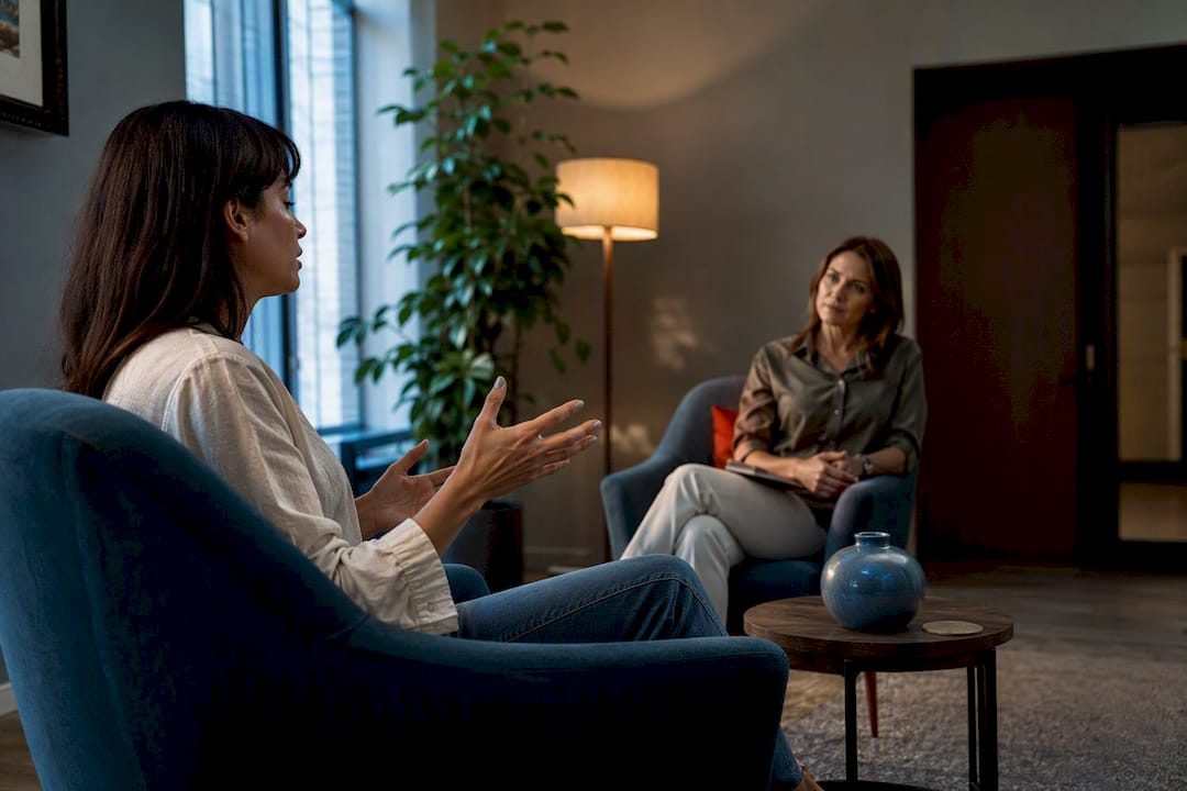 Therapist listening during relationship pattern discussion