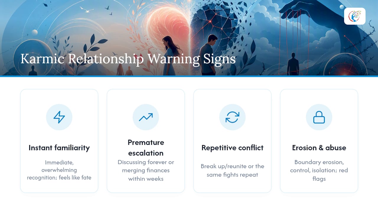 Karmic relationship signs: the checklist to run against your own relationship — overview diagram