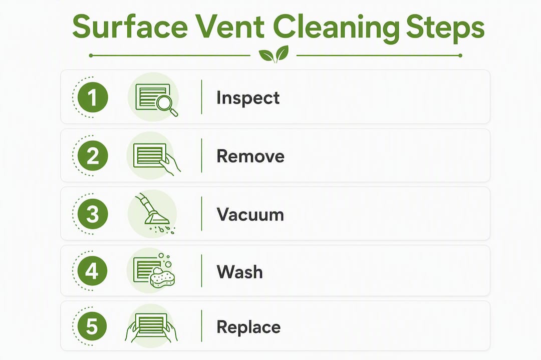 Infographic with steps for vent surface cleaning