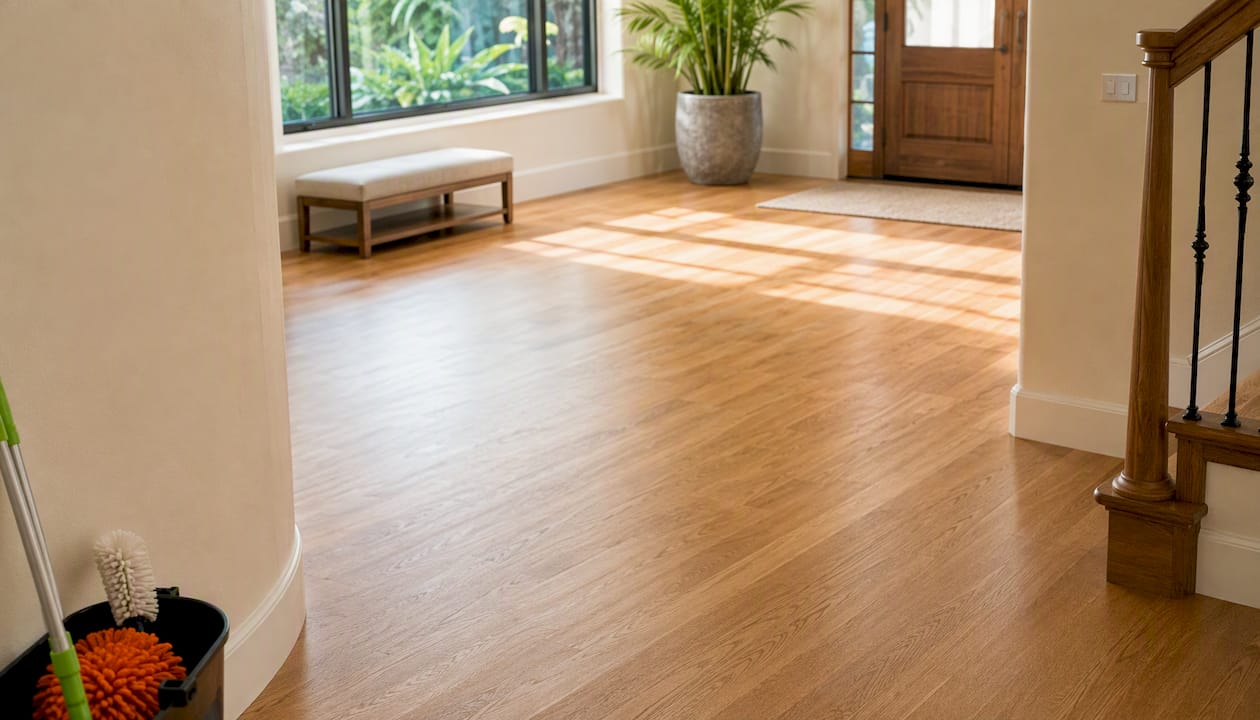 Empty home prepared for cleaning crew arrival