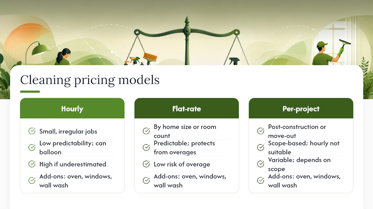 Comparison chart of cleaning service pricing models