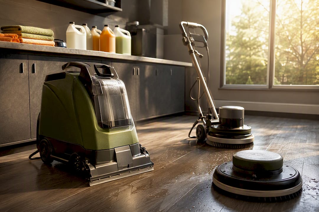 Carpet cleaning machines and tools close-up