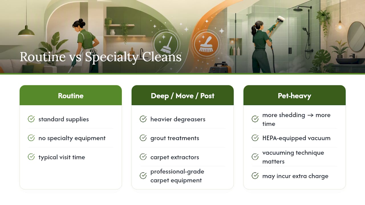 Routine versus specialty cleaning needs comparison