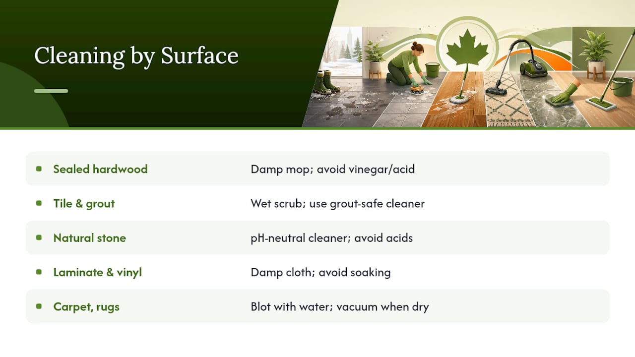 Safe salt stain methods by flooring type