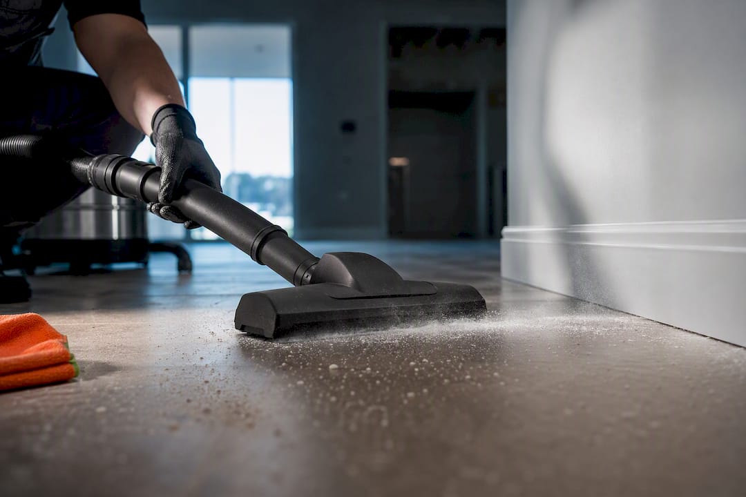 HEPA vacuum removing dust from renovated floor