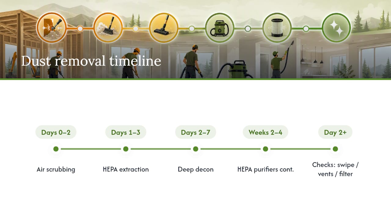 Timeline for post-construction dust removal