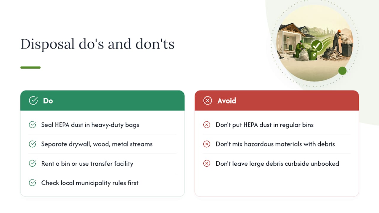 What's the right way to dispose of construction dust and debris? — overview diagram