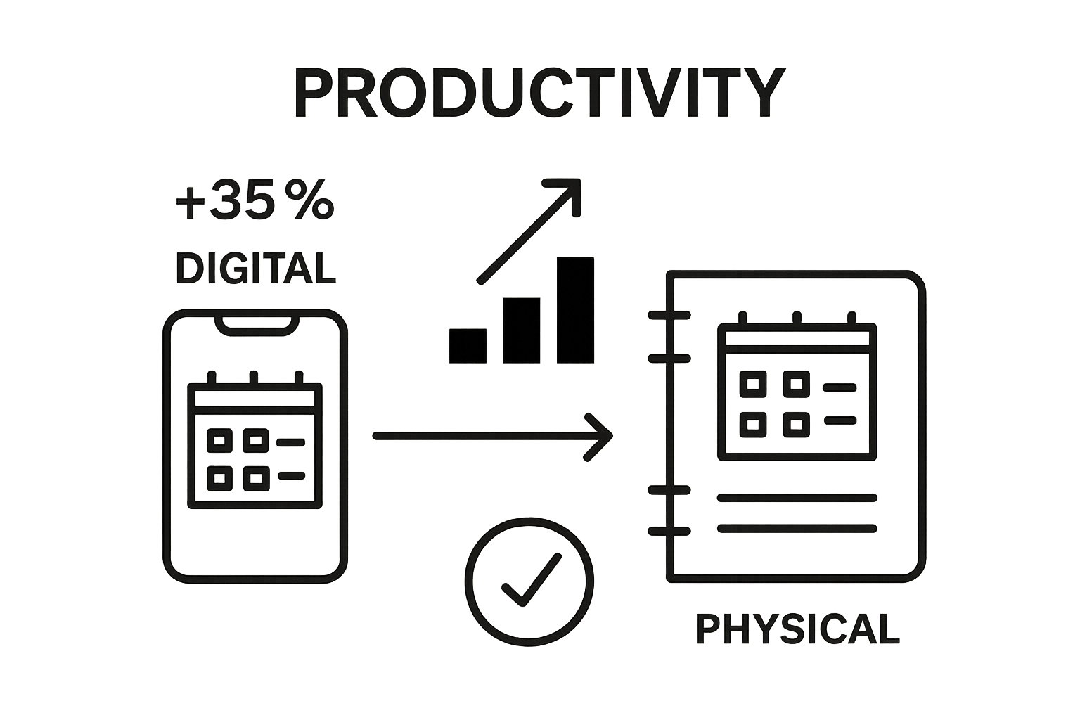 Comparison chart of digital and physical time management tools