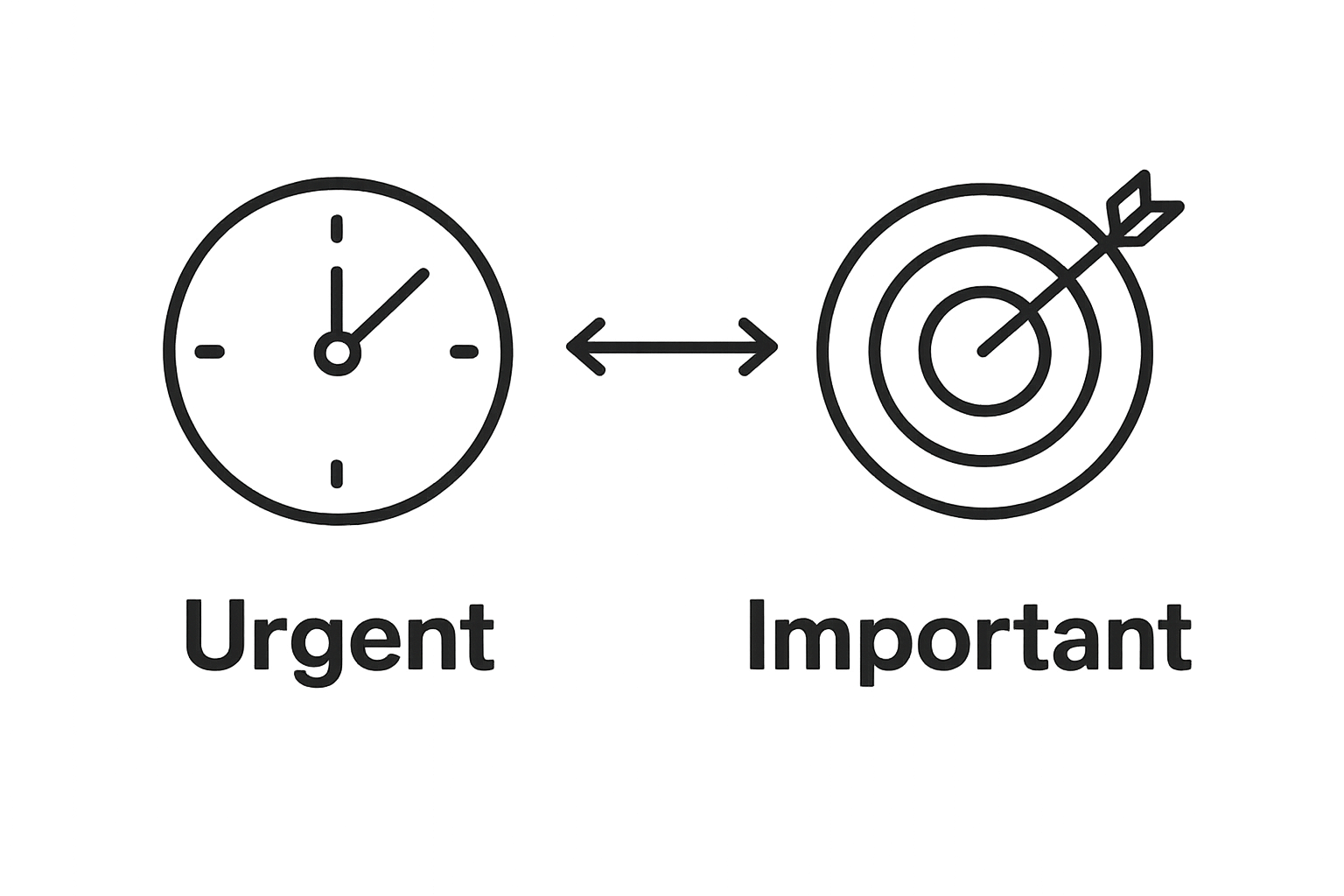 Infographic comparing urgent versus important tasks with icons