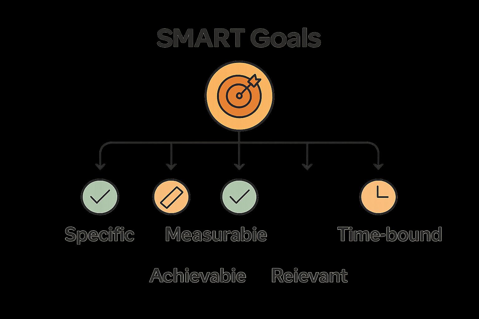 Infographic of SMART goals components with icons