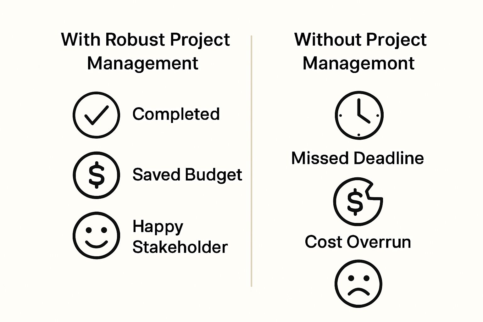 Comparison of organizational success with and without project management